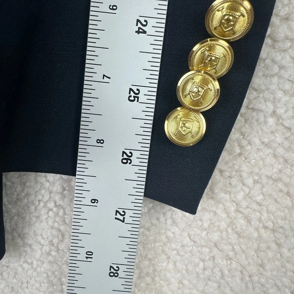 Lauren Ralph Lauren Wool Blend Blazer Mens 44L Navy Blue Preppy Gold Button
